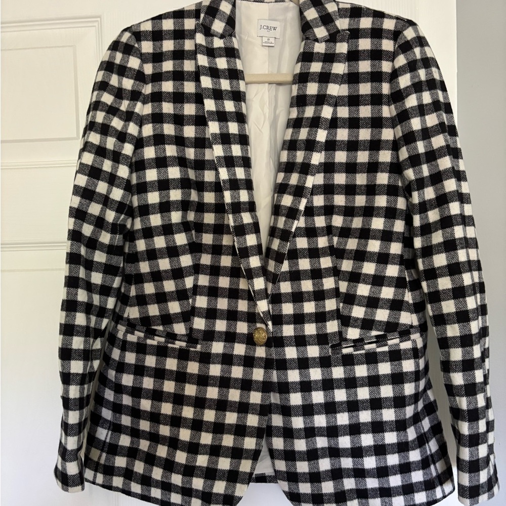 J. Crew Factory Plaid Blazer in Black and White
